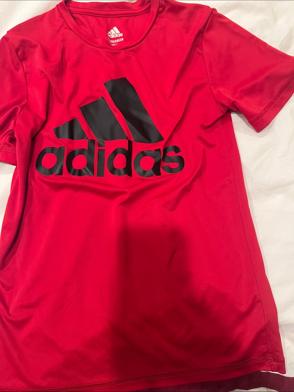 adidas Red Performance Tee with Black Logo